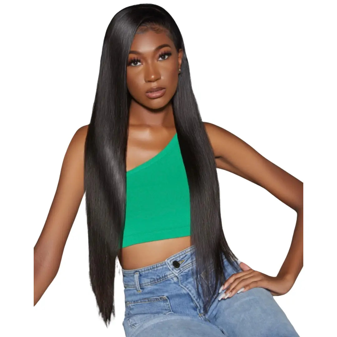 Glueless synthetic wig with a heat - resistant formulaRio 100% Brazilian Virgin Human Hair 13X6 Frontal Straight Wig - 26" Jet Black Glueless synthetic wig with a heat - resistant formulaRio 100% Brazilian Virgin Human Hair 13X6 Frontal Straight Wig - 26" Jet Black