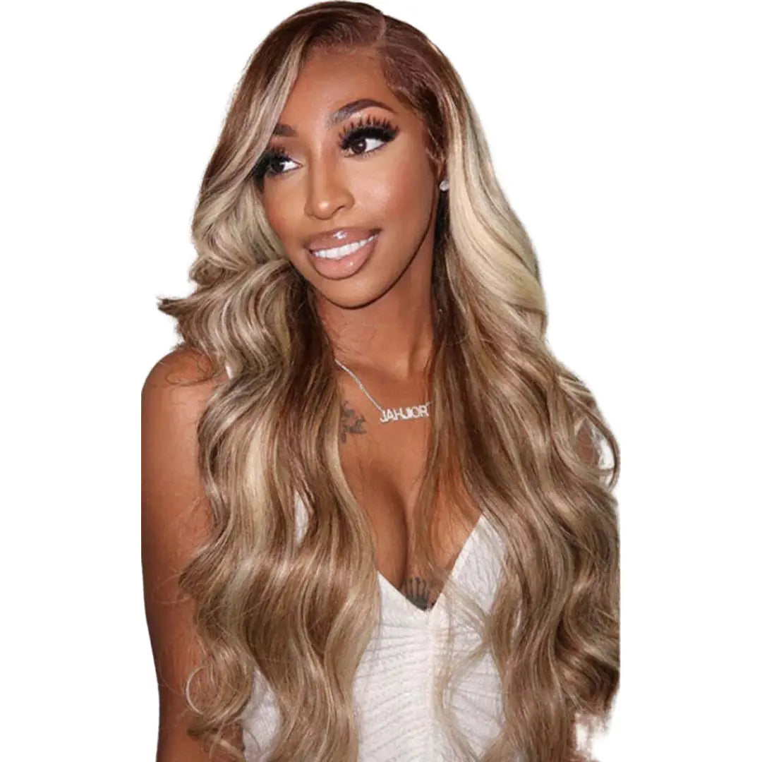 Glueless wig with a silk - base cap for a comfortable and smooth feelRIO 100% Virgin Human Hair 13X6 HD Lace Frontal Wig - Body Wave Champagne Blonde 26" Glueless wig with a silk - base cap for a comfortable and smooth feelRIO 100% Virgin Human Hair 13X6 HD Lace Frontal Wig - Body Wave Champagne Blonde 26"