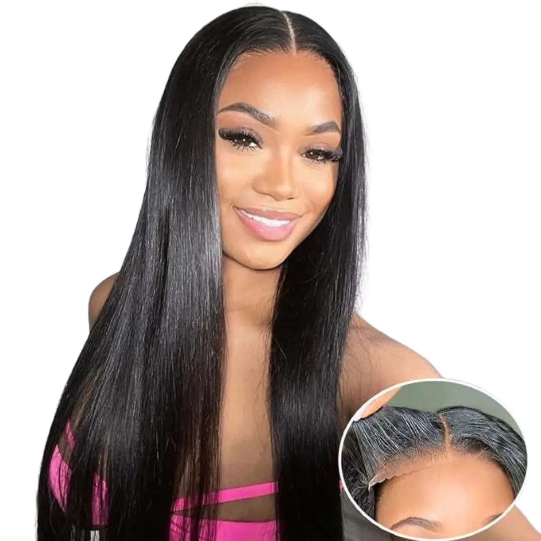 Glueless wig with a middle - part for a classic and elegant styleRio 100% Unprocessed Human Hair 5X5 GLUELESS Wig - Straight (Choose Length) Glueless wig with a middle - part for a classic and elegant styleRio 100% Unprocessed Human Hair 5X5 GLUELESS Wig - Straight (Choose Length)