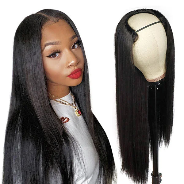 Adjustable - cap glueless wig for a comfortable fitU Part Wig Human Hair Glueless Straight Hair Wigs Full Machine Made Wig Adjustable - cap glueless wig for a comfortable fitU Part Wig Human Hair Glueless Straight Hair Wigs Full Machine Made Wig