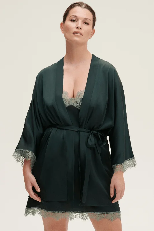 Satin Secrets Kimono Kolsai Green