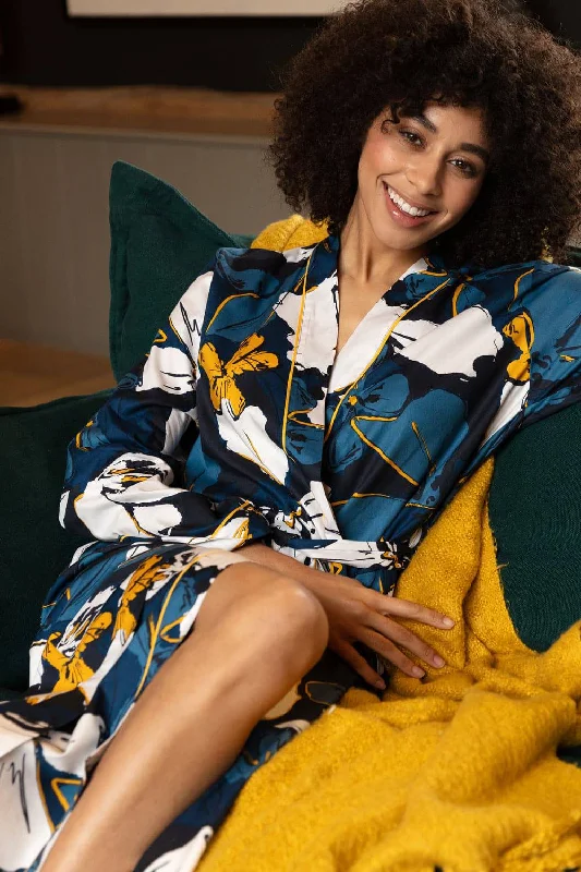 Verity Floral Print Long Dressing Gown